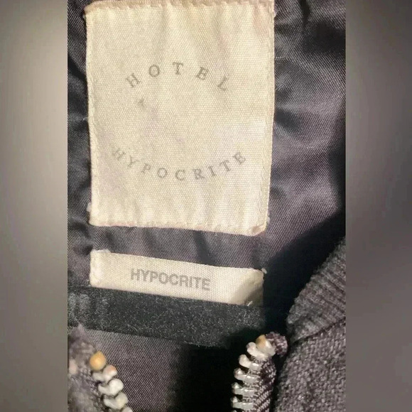 Hotel Hypocrite crew neck full zipper long  sleeve bomber jacket M - Picture 4 of 4